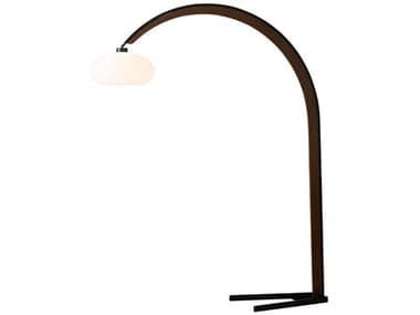 Nova Historical Re-Issue Vaulted 84&quot; Tall Weathered Brass Walnut White Lucite Floor Lamp NOV2012202OAK