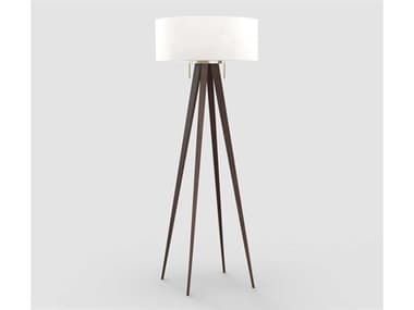Nova Quattro 61&quot; Tall Dark Walnut Weathered Brass White Linen Brown Floor Lamp NOV20859DW