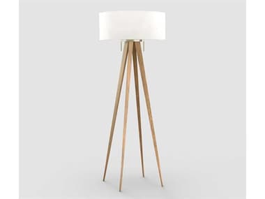 Nova Quattro 61&quot; Tall Natural Ash Weathered Brass White Linen Brown Floor Lamp NOV20859LW