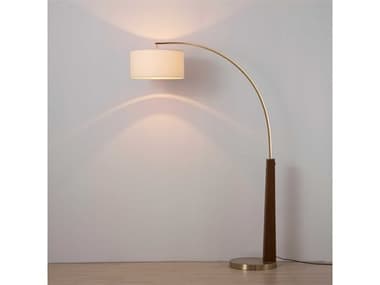 Nova Taper 92&quot; Tall Walnut Wood Weathered Brass White Cotton Linen Floor Lamp NOV21101251W