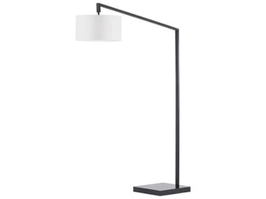 Nova Stretch 75&quot; Tall Matte Black White Linen Floor Lamp NOV2110924