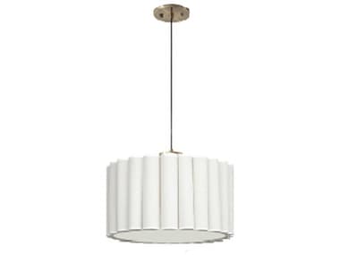 Nova Scalloped 1-Light Weathered Brass & Walnut White Drum Pendant NOV3111802WB