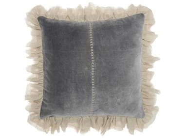 Nourison Mina Victory Sofia 22" x 22" Dark Grey Pillow NR798019072568