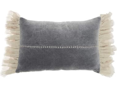 Nourison Mina Victory Sofia 14" x 22" Dark Grey Pillow NR798019072742