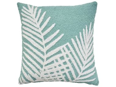 Nourison Mina Victory Outdoor Turquoise Emb Palm Leaf Pillow NR798019089603