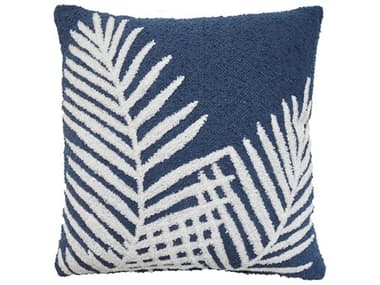 Nourison Mina Victory Outdoor Navy Emb Palm Leaf Pillow NR798019089627