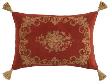 Nourison Mina Victory Vintage Floral Center 20" x 30" Rust Pillow NR798019091408