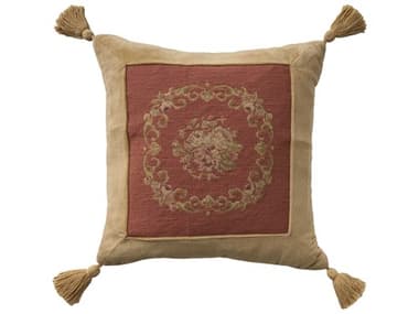 Nourison Mina Victory Vintage Floral Center 19" x 19" Rust Pillow NR798019091446