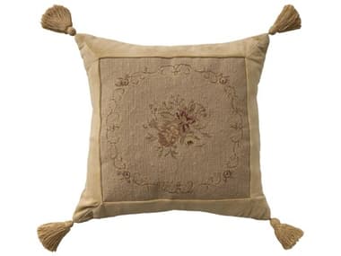 Nourison Mina Victory Vintage Floral Center 18" x 18" Beige Pillow NR798019091453