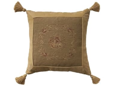 Nourison Mina Victory Vintage Floral Center 18" x 18" Olive Pillow NR798019091477