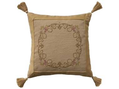 Nourison Mina Victory Vintage Floral Border 20" x 20" Beige Pillow NR798019091491