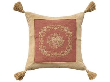 Nourison Mina Victory Vintage Floral Center 18" x 18" Coral Pillow NR798019091675