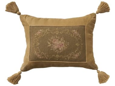 Nourison Mina Victory Vintage Oval Floral Border 14" x 18" Olive Pillow NR798019091729