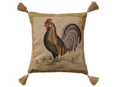 Nourison Mina Victory Vintage Rooster 20" x 20" Beige Pillow NR798019091781