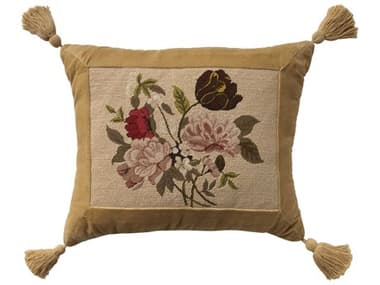 Nourison Mina Victory Vintage Pink Flowers 16" x 20" Beige Pillow NR798019091828