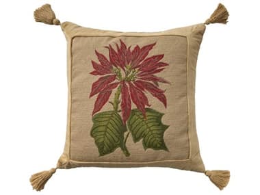 Nourison Mina Victory Vintage Pointsettia 21" x 21" Beige Pillow NR798019091842