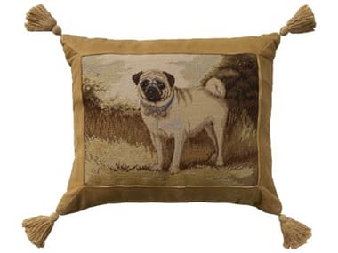 Nourison Mina Victory Vintage Pug Dog 18" x 22" Multicolor Pillow NR798019091866