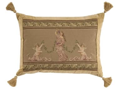 Nourison Mina Victory Vintage Roman Lady & Cherubs 19" x 25" Taupe Pillow NR798019091910