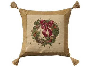 Nourison Mina Victory Vintage Wreath 19" x 19" Beige Pillow NR798019091927