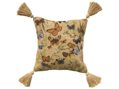 Nourison Mina Victory Vintage Butterflies 12" x 12" Blush Pillow NR798019091972