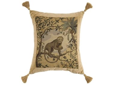 Nourison Mina Victory Vintage Monkey On Branch 21" x 24" Multicolor Pillow NR798019092009