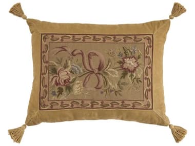 Nourison Mina Victory Vintage Floral Ribbon 19" x 25" Taupe Pillow NR798019092047