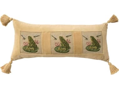 Nourison Mina Victory Vintage Frog 12" x 28" Seafoam Pillow NR798019092085