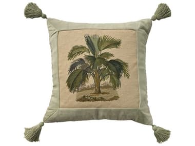 Nourison Mina Victory Vintage Palm Tree 19" x 19" Ivory Pillow NR798019092139