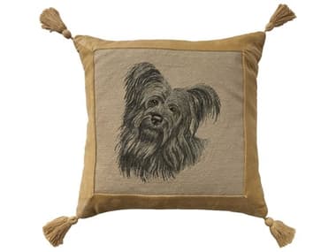 Nourison Mina Victory Vintage Grey Shih Tzu 20" x 20" Beige Pillow NR798019092207