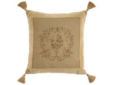 Nourison Mina Victory Vintage Floral Center 22" x 22" Beige Pillow NR798019092269