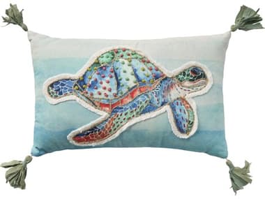 Nourison Mina Victory Coastal Embellished S.Turtle Pillow NR798019092474