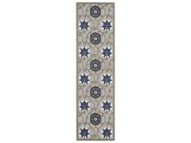 Nourison Aloha Floral Runner Area Rug NRALH19GRYBLRUN