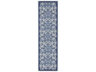 Nourison Aloha Damask Runner Area Rug NRALH21GRYBLRUN