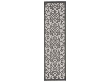 Nourison Aloha Damask Runner Area Rug NRALH21GRYCHRUN