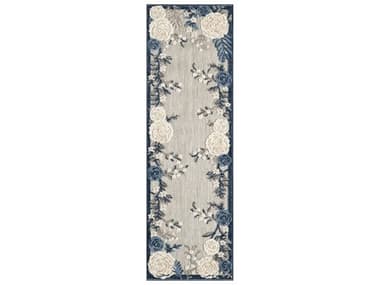 Nourison Aloha Bordered Runner Area Rug NRALH32BLGRYRUN