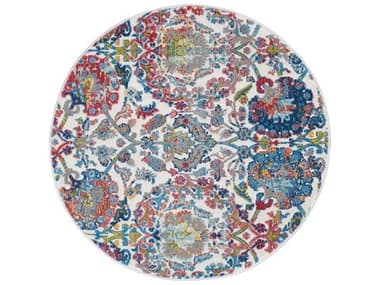 Nourison Ankara Global Floral Area Rug NRANR06IVBLUROU