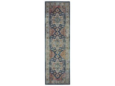 Nourison Ankara Global Bordered Runner Area Rug NRANR11BLUMTRUN