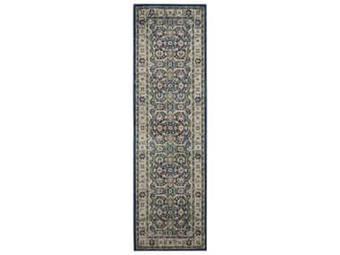 Nourison Ankara Global Bordered Runner Area Rug NRANR13NAVMTRUN