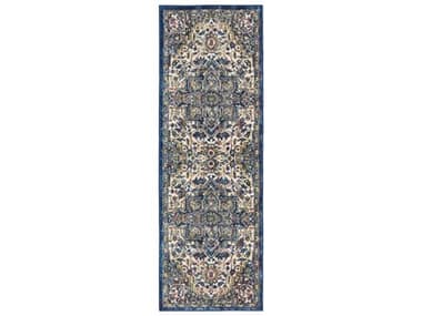 Nourison Ankara Global Bordered Runner Area Rug NRANR15IVNAVRUN