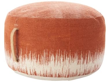 Nourison Life Styles Clay Orange Fabric Upholstered Ottoman NRAS263CLAY