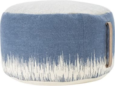 Nourison Life Styles Navy Blue Fabric Upholstered Ottoman NRAS263NAVY