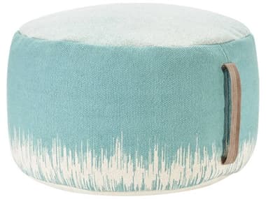 Nourison Life Styles Turquoise Blue Fabric Upholstered Ottoman NRAS263TURQU