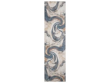 Nourison Astra Machine Washable Abstract Runner Area Rug NRASW15IVBLURUN