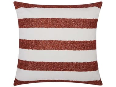 Nourison Red / White 20'' x 20'' Beaded Stripe Outdoor Pillow NRE6392REDWT