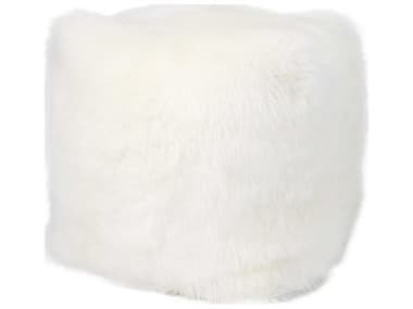 Nourison Fur White 16'' Wide Pouf NRFL100WHITEPOUF