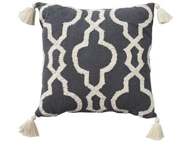 Nourison Cover Charcoal 20'' x 20'' Embroidered Lattice Pillow Cover NRGE056CHARC