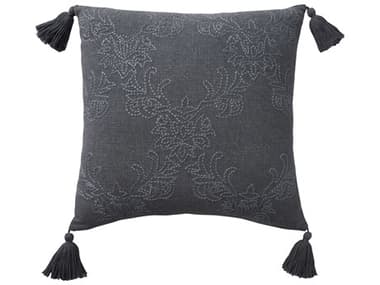 Nourison Cover Charcoal 20'' x 20'' Stitched Floral Pillow Cover NRGE220CHARC