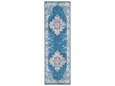 Nourison Grafix Bordered Runner Area Rug NRGRF14BLUERUN