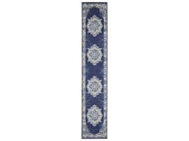 Nourison Grafix Bordered Runner Area Rug NRGRF14NAVBLRUN