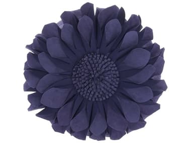Nourison Sofia Blue Ink 14'' x 14'' Suedette Flower Pillow NRL0374BLINK